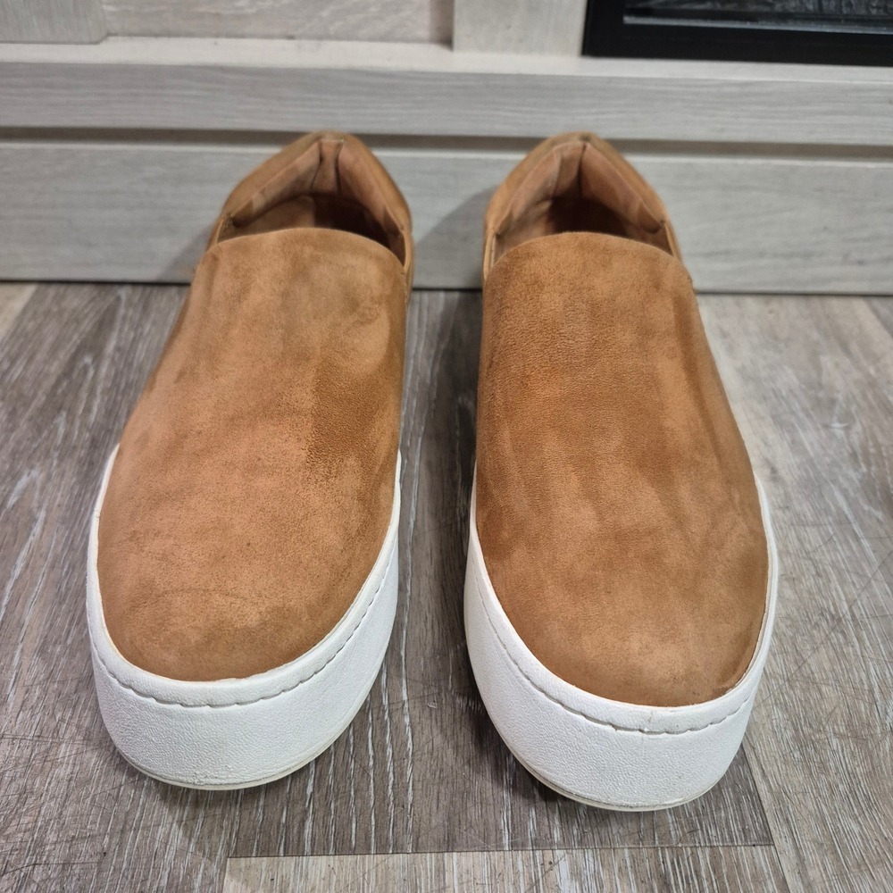 Vince Womens Tan Suede Platform Slip On Sneakers Shoes US 9 EUR 39 - Picture 2 of 10